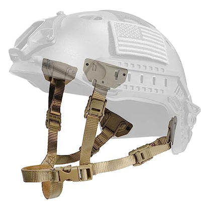 Tactical Helmet Chin Strap Adjustable Dial 4 Points Suspension System with Bolts and Screws for Tactical Fast MICH Bump Helmet Accessory - color: Style 3-Khaki