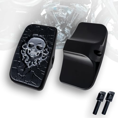 Rear Passenger Footpeg Passenger Peg Floorboard Footboard for Harley Dyna Electra Glide Road Electra RoadKing Fat boy Sportster 883 1200 Sportsters Dynas Softails V-Rod(MetalSkull-Black) - size: MetalSkull-Black