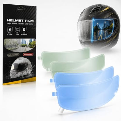 Motorcycle Helmet Anti-Fog Film, Universal Visor Insert, Clear Anti-Fog + Rainproof HD Lens Protector for Safer Riding, Easy Install (4 Pack)