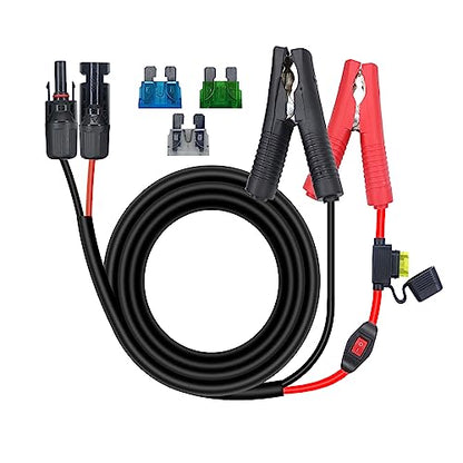 14AWG Battery Alligator Crocodile Clip to Solar Connector Extension Cable,Solar Adapter to Alligator Clips Charging Cable with Switch and Fuse(1.5M)