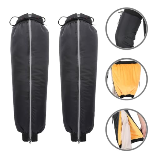 1 Pair Windproof Hiking Leg Gaiters with Anti-Slip Straps, Black Pu and Lint Material Calf Covers for Outdoor Hiking and Cold Weather Motorcycle Gear Protection