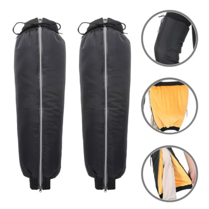 1 Pair Windproof Hiking Leg Gaiters with Anti-Slip Straps, Black Pu and Lint Material Calf Covers for Outdoor Hiking and Cold Weather Motorcycle Gear Protection