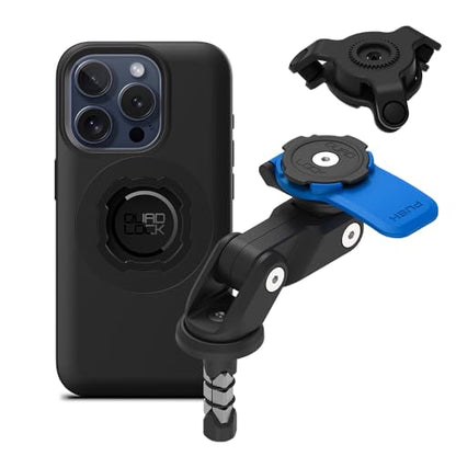 Quad Lock Fork Stem Motorcycle Phone Mount (V2) with MAG Phone Case and Vibration Dampener for iPhone 15 Pro - size: iPhone 15 Pro