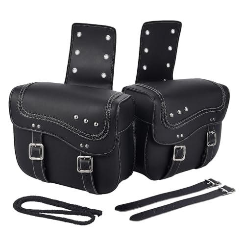 Universal Motorcycle Bag,Waterproof PU Leather Saddle Bags,30L Large Capacity Motorcycle Tail Bag,Universal Accessories,Suitable For Cruise/Saddlebags Saddle Bag.