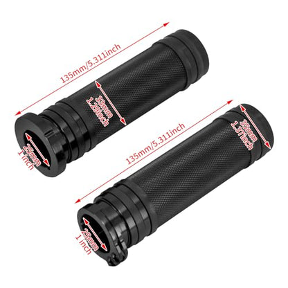 Motorcycle 1" Hand Grips Handlebar Grips Cable Throttle Fit for Harley Touring Street Glide Road King Road Glide Electra Glide Dyna Softail - color: #1 Black