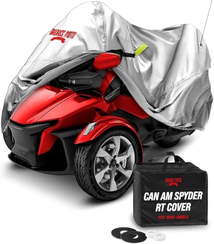 Badass Moto Spyder Cover 2020-2025 Heavy Duty Can Am Spyder RT Limited Accessories Fits Can-Am RT Limited Motorcycle, Sea to Sky. Windproof, Waterproof. Premium Durability All Season Protection - color: Light Gray, size: [SPYDER RT 2020+] 112"L x 62"W x 5
