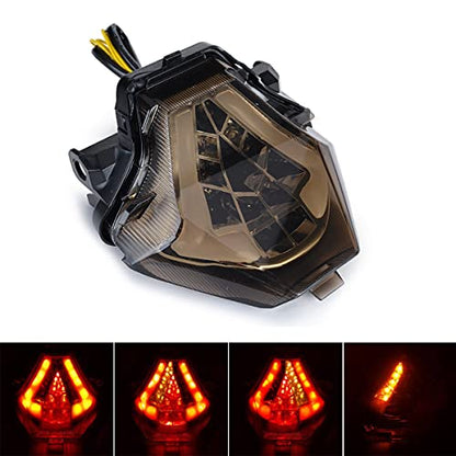 MZS Motorcycle Tail Light, LED Turn Signal Integrated Blinker Smoke Compatible with MT07 MT-07 FZ-07 FZ07 2014-2017 / YZF R3 2015-2024 / R25 2014-2024 / MT-03 2015-2019 / MT-25 2015-2019 - size: MT07/FZ07/ YZF R3/ R25/MT-03/MT-25