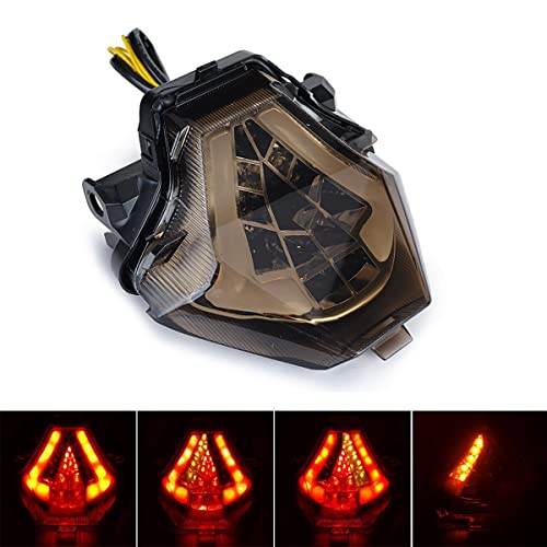 MZS Motorcycle Tail Light, LED Turn Signal Integrated Blinker Smoke Compatible with MT07 MT-07 FZ-07 FZ07 2014-2017 / YZF R3 2015-2024 / R25 2014-2024 / MT-03 2015-2019 / MT-25 2015-2019 - size: MT07/FZ07/ YZF R3/ R25/MT-03/MT-25