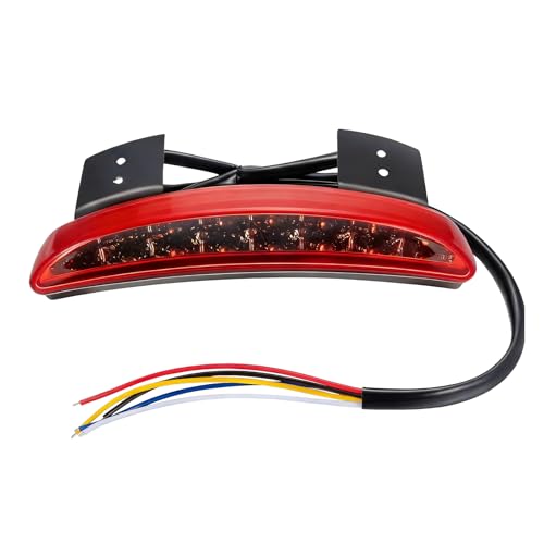 Motorcycle Chopped Rear Fender Edge LED Brake License Plate Tail Light Stop Running Light Turn Signal Lamp for Harley Sportster XL883N 1200N XL1200V XL1200X (Red) - color: Red