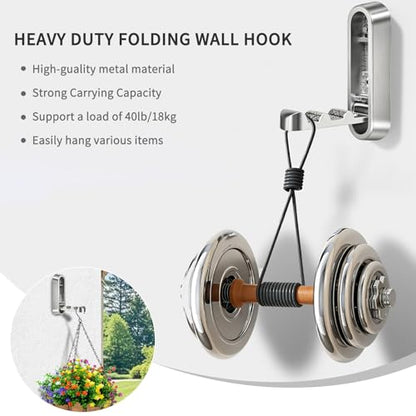 6PCS Foldable Wall Hooks, Zinc Alloy Flip Down Hooks, Retractable Wall Hooks for Bathroom, Entryway, Hanging Coats Hats Bags Keys (Silver) - color: Silver, size: 6 Hooks
