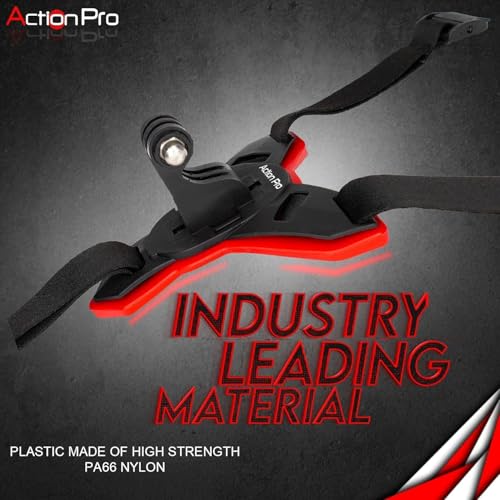 Action Pro™ Motorcycle Helmet Chin Strap Mount Compatible with GoPro Hero 12, 11, 10, 9, 8, 7, (2018), 6, Hero Black, DJI Osmo Action 3/2, Insta 360, Session, Xiaomi Yi, SJCAM (Red) - color: Red