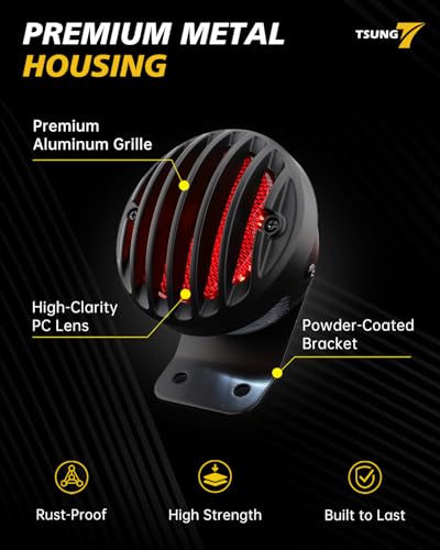 TSUNG Motorcycle LED Tail Light Grille with License Plate Light Rear Brake Stop Light Custom Taillight Compatible with Bobber Chopper Cafe Racer Cruiser Sporster 883 Rebel 500 Shadow (Slat) - color: Slat