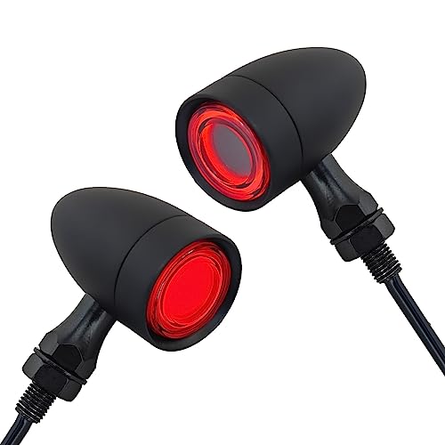 FATECIM 2X Motorcycle 40 LED Bullet Tail Lights Red Turn Signals Running Brake Stop Lights Motorbike Taillights Rear Blinkers Indicators for Bobber Harley Honda Yamaha Suzuki Kawasaki Chopper Black - color: Black-Red Lens-Red Turn Signals