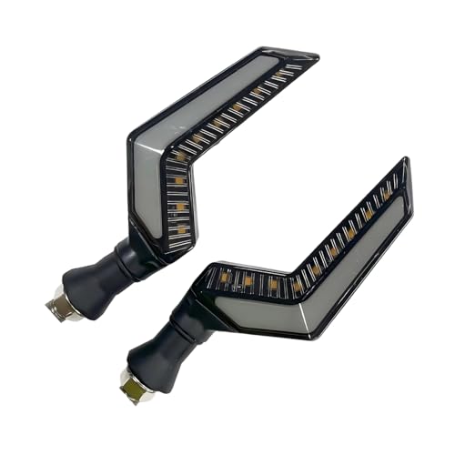 2 PCS Motorcycle LED Turn Signal Lights, 12V Blade Shaped Yellow Turn Indicator & Blue Daytime Running lights, Cool Double-sided Flowing Lamp for Motorcycles, Bikes (Blue) - color: Blue
