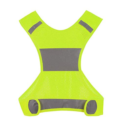 Joyzan Reflective Running Vest, Safety High Visibility Night Cycling Bands Gear Inside Pocket Chest Walking Bicycle Jogging Workout Biking Nighttime Motorcycle Runner Women Men Fluorescent Yellow