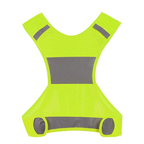 Joyzan Reflective Running Vest, Safety High Visibility Night Cycling Bands Gear Inside Pocket Chest Walking Bicycle Jogging Workout Biking Nighttime Motorcycle Runner Women Men Fluorescent Yellow