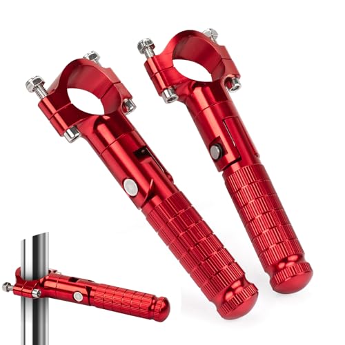 XINGWU 1.25" Foldable Motorcycle Highway Foot Pegs Universal for 32mm Crash Bars CNC Anti-Slip Foot Rest Pedals for Harley Touring Honda Yamaha Suzuki Motorbike Electric Dirt Pit Bike(Red) - color: Red
