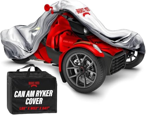Badass Moto Can Am Ryker Cover Fits 600/900 Rally Sport Trike Three Wheeler. Heavy Duty. Won't Wimp Out. Fits Can-Am Ryker Motorcycle Accessories Waterproof Outdoor Storage - color: Light Gray, size: [RYKER] 95"L x 61"W x 41"H