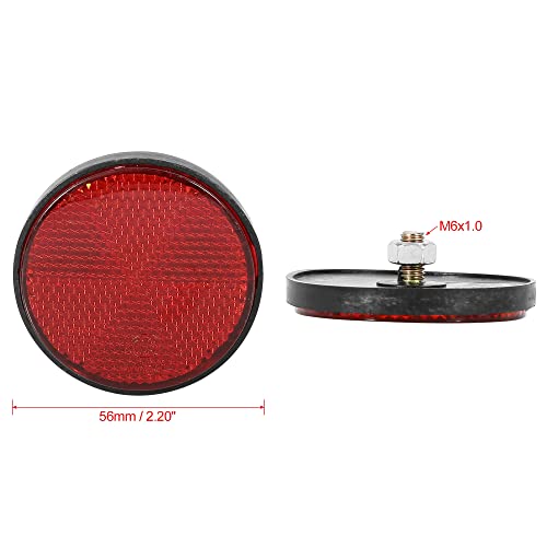 F FIERCE CYCLE M6x1.0 Round & M5x0.8 Rectangle Red Plastic Universal Screw Mount Reflective Warning Reflector for Motorcycle Bike