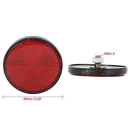 F FIERCE CYCLE M6x1.0 Round & M5x0.8 Rectangle Red Plastic Universal Screw Mount Reflective Warning Reflector for Motorcycle Bike
