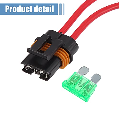 X AUTOHAUX 2 Set Inline Fuse Holder Waterproof Blade Style ATO/ATC Holder 50A 12A Gauge Wiring Harness with Cover for Automotive Marine