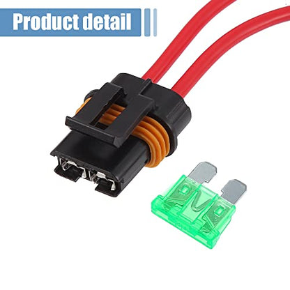 X AUTOHAUX 2 Set Inline Fuse Holder Waterproof Blade Style ATO/ATC Holder 50A 12A Gauge Wiring Harness with Cover for Automotive Marine