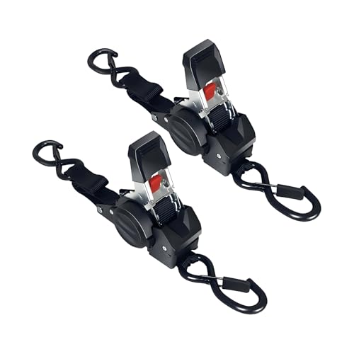 Retractable Ratchet Straps 2" x 10', Heavy Duty Auto Retract Tie Down Straps for Trailer, Motorcycle, ATV - 1654LBS Break Strength, 2 Pack