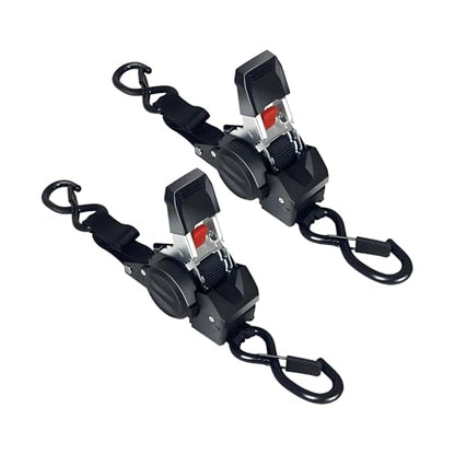Retractable Ratchet Straps 2" x 10', Heavy Duty Auto Retract Tie Down Straps for Trailer, Motorcycle, ATV - 1654LBS Break Strength, 2 Pack