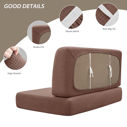 Gollense RV Dinette Cushion Covers Set of 2, Waterproof Stretch Camper Cushion Covers, Sectional Replacement RV Seat Covers for Trailer Couch, Includes 2 Backrest Cover & 2 Bench Cover (Light Coffee) - color: Light Coffee