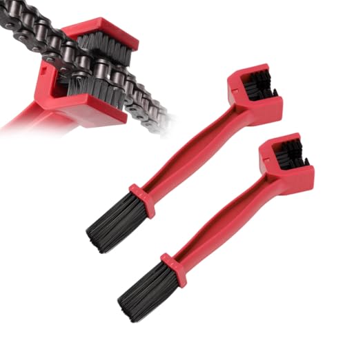 Yourkar 2 PCS Bike or Motorcycle Chain Washer, Multifunctional Motor Chain Gear Cleaning Brush, Chain Dirt Clean Brush Cleaner for Bicycles Motorcycles, Motor Accessories (Red+Red) - color: Red+red