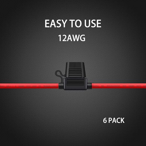 12 AWG Inline Fuse Holder - 12 Gauge Fuse Holder for 30A Blade Fuse (6 Pack) - size: 12 AWG