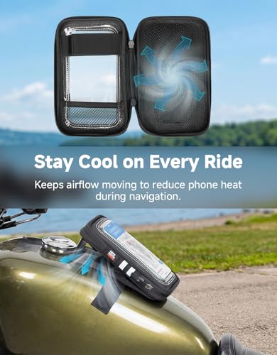 KEMIMOTO Magnetic Motorcycle Phone Case Tank Bag Phone Holder Breathable Gas Small Phone Bag Case Adjustable Angle Touch Screen Cell Phone Mount Universal up to 6.9 Inch