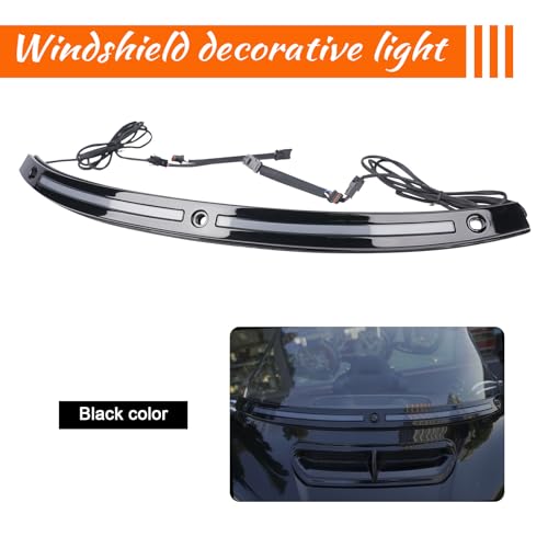 LED Running Turn Signal Light Windshield Windscreen Trim Fit for Harley 2014+Touring Electra Glide Street Glide Ultra Limited (Black Windshield Trim, LED Running/Turn Signal, Smoke Lens) - color: Black