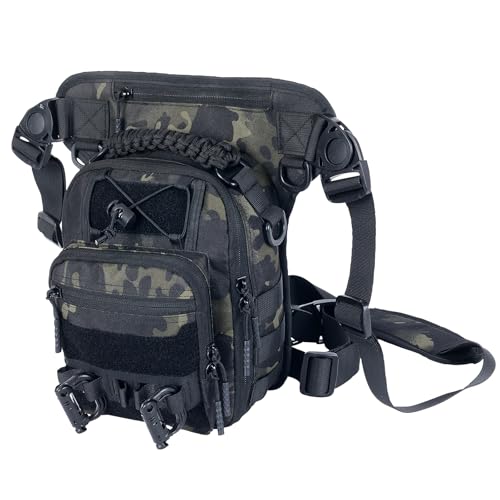 Tactical Drop Leg Bag with Concealed Carry Holster Motorcycle Thigh Pouch for Outdoor, Hiking & EDC Gear in Army Green - color: Army Green