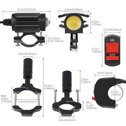 Windance 2PCS Motorcycle LED Headlight,4 Modes Hi/Lo Beam Yellow White 6500K waterproof Aux Spotlight for Tractor Truck/ATV UTV SUV/Boat 9V-85V (Black2pcs+Bracket) - style: Black2pcs+Bracket