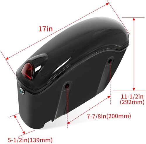 ECOTRIC Black Universal Hard Saddle Bag Trunk Tail Box w/Top Rack & Backrest & Tail Light Compatible with Yamaha Cruiser - color: Black, size: Trunk 50L & Saddlebags 35L