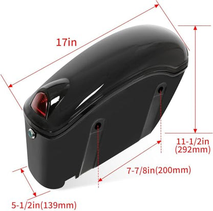 ECOTRIC Black Universal Hard Saddle Bag Trunk Tail Box w/Top Rack & Backrest & Tail Light Compatible with Yamaha Cruiser - color: Black, size: Trunk 50L & Saddlebags 35L
