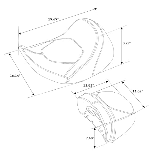 C.C. RIDER Low-Profile Rider&Passenger Seat Fit for Harley Touring 2023-2025 CVO Street Glide FLHXSE CVO Road Glide FLTRXSE 2024-2025 Street Glide FLHX Road Glide FLTRX FLTRXSTSE - size: 02# Black