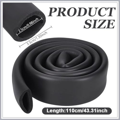 AHANDMAKER Foam Tubing for Handle Grip Support, Synthetic Rubber Handlebar Cover Grip 1.3 Inch OD 1 Inch ID 43.3 Inch Long Comfortable Non-Slip Handle Grips for Fitness Equipment Bicycle, Black