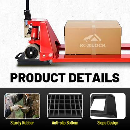 ROBLOCK 2 Pack Rubber Pallet Jack Chock Heavy Duty Wheel Chock, Pallet Jack Stopper for Truck 14.2" Length x 11.2" Width x 2" Height (Black) - color: Black(2 Pack)
