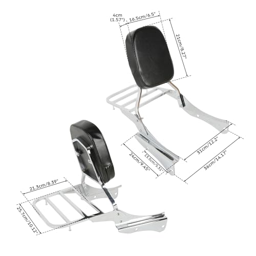 SLMOTO Detachable Stealth Sissy Bar Set Luggage rack Fits For Honda Shadow Spirit VT750DC 2001-2003，2005-2007 - color: Fits For Honda Shadow Spirit