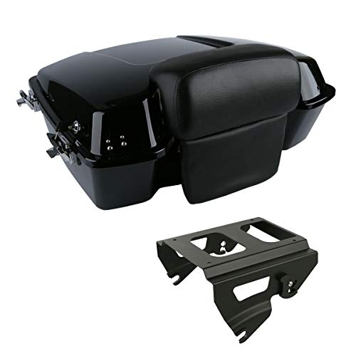 TCMT Chopped Motorcycle Pack Trunk Black Latch Backrest Mount Rack Fit for Harley Touring 2009-2013 Road King Road Glide Street Glide Electra Glide Pack Trunk - color: Black Latches/ Mounting Rack, size: Style D