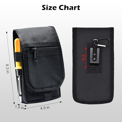 Belt Tool Pouch, Tactical Utility Organizer with Cell Phone Holder, Durable Heavy-Duty 1000D Nylon EDC Multitool Holster with Multi-Pockets for Electricians, Handymen, Work, Hiking, Daily Use - color: Black