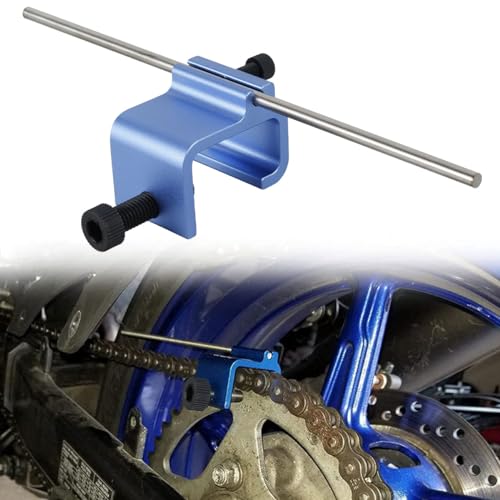 US Motorcycle Chain Alignment Tool Aluminium Alloy Sprocket Chain Adjusting Tool Universal Quick Accurate Motorbike Chain Alignment Tool Repair Accessories Tool for Motorcycles ATVs(Blue)