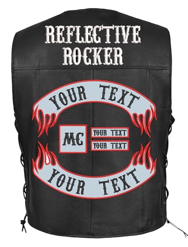 5Pcs Custom Biker Embroider Patches Personalized Rocker Patch Rider Motorcycle Patches Back Name Patch for Vest Jacket Multiple Sizes and Colors (Flame/Reflective) - color: flame/Reflective