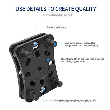 Motorcycle Mobile Phone Holder with Vibration Dampening for ATV UTV Off Road Riding, 1PCS, Made of Nylon, Silicone & Stainless Steel, Black