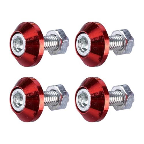 4PCS Motorcycle License Plate Bolts, Aluminum Alloy Car Tag License Plate Screw Decorative Kit, License Plate Frame Fastener Accessories for Most Motorcycles, Cars, Trucks (Red) - color: Red