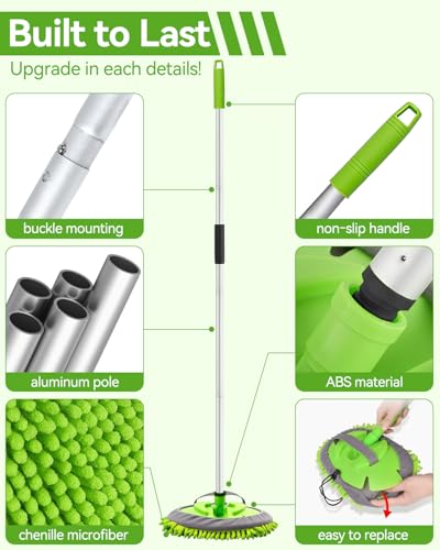 8Pcs Car Wash Kit, 62’’ Car Wash Brush with Long Handle, Microfiber Carwash Kit Set, Car Washing Supplies for Cars RV Truck Exterior - color: Car Wash Kit