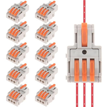 DIANN 10pcs Lever Wire Connectors 1 in 3 Out Circuit Inline Splices Electrical Wire Connector 28-12 AWG Quick Connect Splice Wire Connectors - style: 1 in 3 out