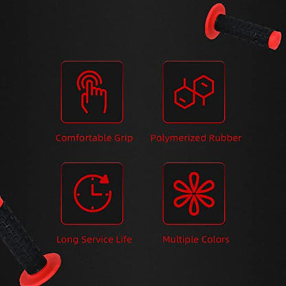 2pcs 7/8" Universal Motorcycle Hand Bar Grips Pillow Grip Anti-Slip Rubber Racing Grip for Dirt Bike Motocross CR80R/85R, CRF150R, CR125R/250R, CRF450R（Red）